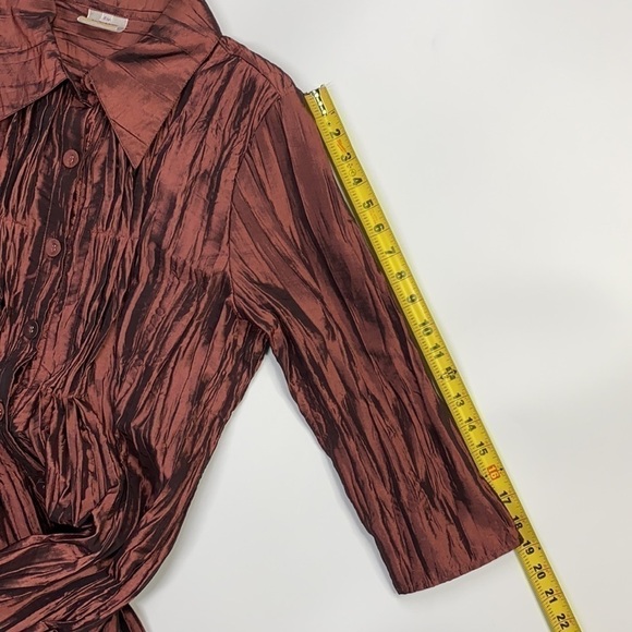Noelle Burgundy Crinkled Tunic Jacket Size 8/10 - Picture 4 of 9